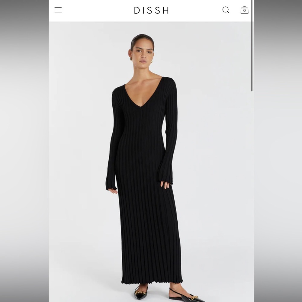 Dissh Black Ribbed Maxi Dress